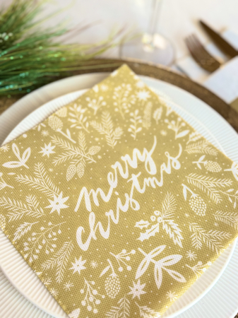 Produse - Servetele de masa festive pentru Craciun, Softpoint - Merry Christmas (auriu) / 38 x 38 cm / 20 buc