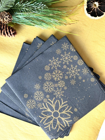 Servetele festive - IARNA/CRACIUN/REVELION - Servetele de masa festive Softpoint - Snowflakes (Fulgi de zapada) / 40 x 40 cm / 20 buc