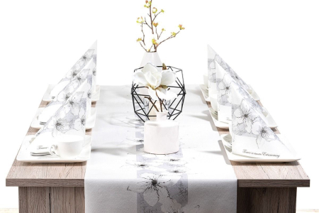 Servetele de masa festive Linclass - Imprimeu floral negru / 40 x 40 cm / 50 buc [4]