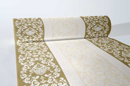 Traverse masa - cu IMPRIMEU - Traversa masa Linclass - Pascal (auriu-alb-gri pal) / 40 cm x 24 m / 1 rola