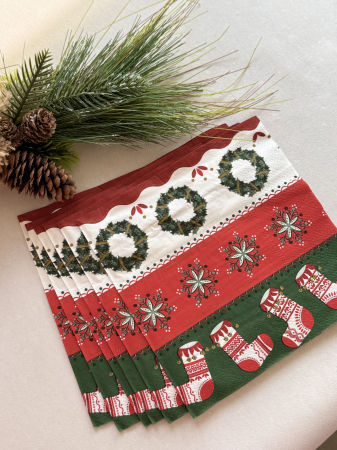 Servetele de masa, 3 straturi, Tissue - Folky Red / 40 x 40 cm / 20 buc [3]