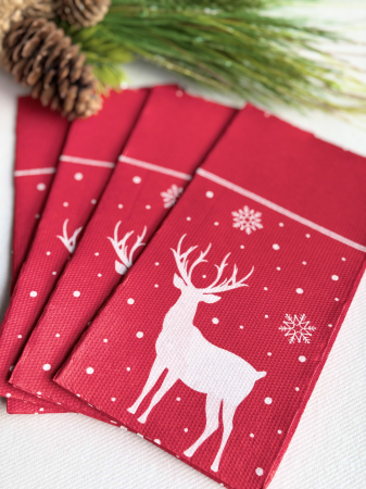 Servetele cu BUZUNAR pentru tacamuri - Softpoint Deer (Red) / 40 x 40 cm / 20 buc [4]