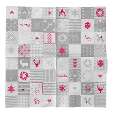 Servetele de masa 3 straturi, Tissue - Pepe (rosu-gri) / 33 x 33 cm / 100 buc [2]