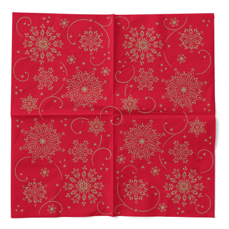 Servetele de masa 3 straturi, Tissue - Cristal (rosu-auriu) / 33 x 33 cm / 100 buc [2]