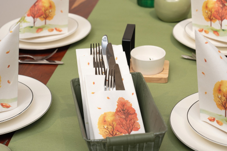 DECOR TOAMNA - Servetele cu BUZUNAR pentru tacamuri - Linclass Autumn Forest / 40 x 40 cm / 75 buc
