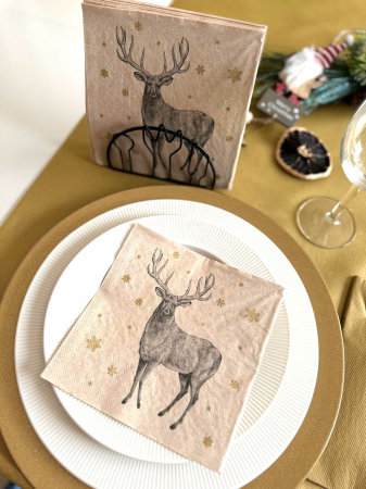 Șervețele de masa 3 straturi, Tissue Recycled - Deer (cerb) / 33 x 33 cm / 20 buc [1]