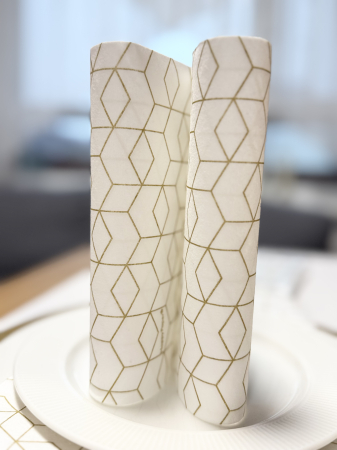 Servetele festive - AURIU, ARGINTIU & BRONZ - Servetele de masa festive Textile Touch - Fineline White Gold / 40 x 40 cm / 12 buc