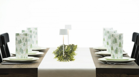 Servetele de masa festive Linclass pentru Craciun/Revelion - Tommy (peisaj de iarna cu braduti) / 40 x 40 cm / 50 buc [1]