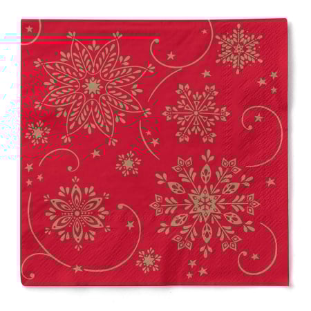 DECOR ROSU & BORDO - Servetele de masa 3 straturi, Tissue - Cristal (rosu-auriu) / 33 x 33 cm / 100 buc