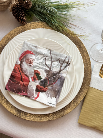 Servetele de masa, 3 straturi, Tissue - Santa & Prancer, 33 x 33 cm, 20 buc [1]