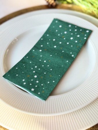 Servetele de masa, 3 straturi, Tissue - Christmas Star (verde), 33 x 33 cm, pliate 1/8, 25 buc [4]