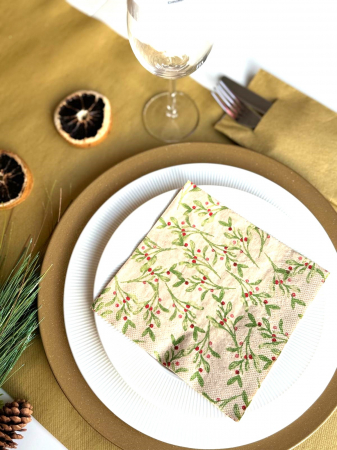 Șervețele de masa 3 straturi, Tissue Recycled - Mistletoe (crengute de vasc) / 33 x 33 cm / 20 buc [2]