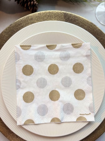 Produse - Servetele de masa, 3 straturi, Tissue - Dotly brilliant, 33 x 33 cm, 20 buc