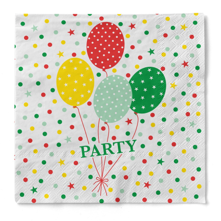 Produse - Servetele de masa, 3 straturi, Tissue - Party Balloons / 33 x 33 cm / 100 buc