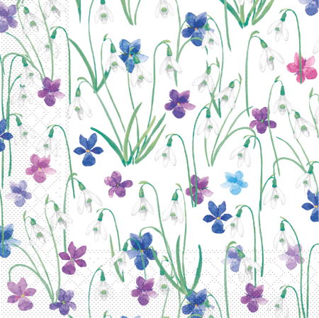 Produse - Servetele de masa, 3 straturi, Tissue - Nelia (ghiocei) / 40 x 40 cm / 100 buc