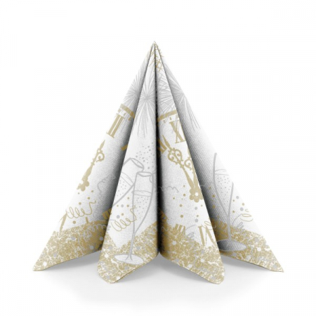Servetele de masa festive Linclass pentru Revelion / Anul Nou -  12 O´Clock, 40 x 40 cm / 50 buc [6]