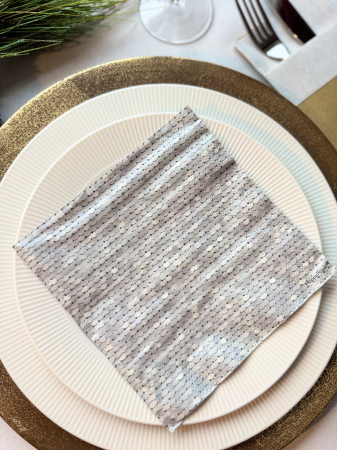 Servetele de masa, 3 straturi, Tissue - Sequin silver, 33 x 33 cm, 20 buc [1]