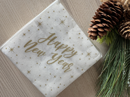 Servetele de masa festive Spanlin - Happy New Year (gold) / 24 x 24 cm / 20 buc [1]