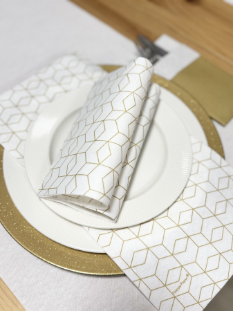 Servetele de masa festive Textile Touch - Fineline White Gold / 40 x 40 cm / 12 buc [2]