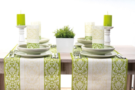 DECOR VERDE - Traversa masa Linclass - Pascal (verde-crem) / 40 cm x 24 m / 1 rola