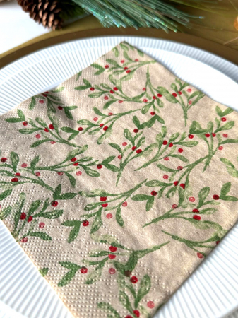 Șervețele de masa 3 straturi, Tissue Recycled - Mistletoe (crengute de vasc) / 33 x 33 cm / 20 buc [4]