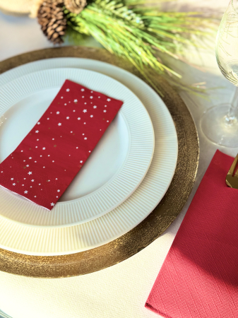 Servetele de masa, 3 straturi, Tissue - Christmas Star (rosu), 33 x 33 cm, pliate 1/8, 25 buc [4]