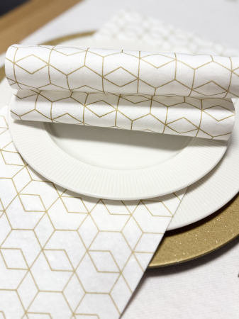 Servetele de masa festive Textile Touch - Fineline White Gold / 40 x 40 cm / 12 buc [3]