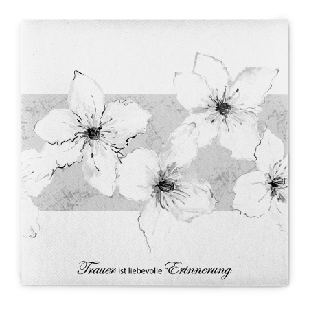 Servetele festive - FLORI - Servetele de masa festive Linclass - Imprimeu floral negru / 40 x 40 cm / 50 buc