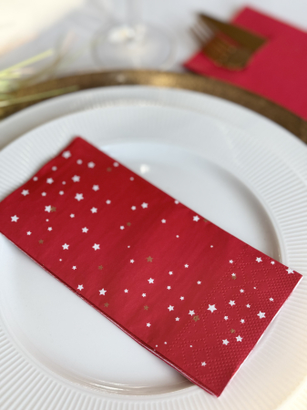 Servetele de masa, 3 straturi, Tissue - Christmas Star (rosu), 33 x 33 cm, pliate 1/8, 25 buc [5]