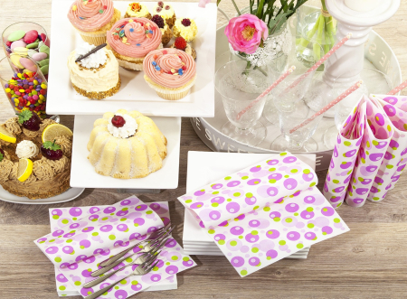 Servetele de masa festive Linclass - Bubbles (roz-verde) / 40 x 40 cm / 12 buc [3]