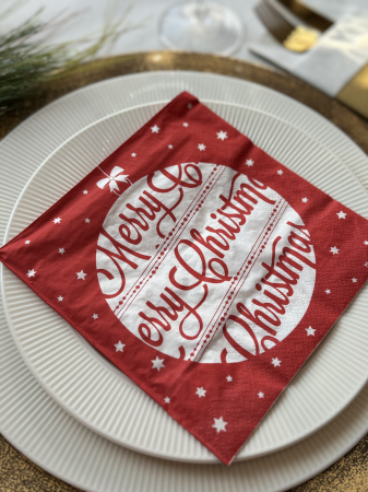 Servetele de masa, 3 straturi, Tissue - Merry Christmas (Glob), 33 x 33 cm, 20 buc [2]