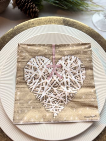 Produse - Servetele de masa, 3 straturi, Tissue - Cottage red, 33 x 33 cm, 20 buc