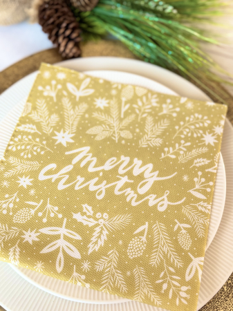 Servetele de masa festive pentru Craciun, Softpoint - Merry Christmas (auriu) / 38 x 38 cm / 20 buc [2]