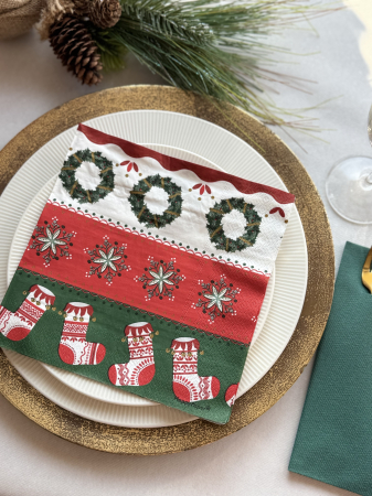 Servetele de masa, 3 straturi, Tissue - Folky Red / 40 x 40 cm / 20 buc [1]