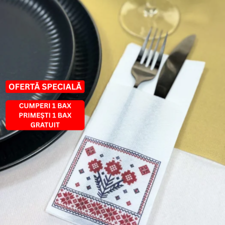 BAX Servetele cu BUZUNAR pentru tacamuri - Softpoint (model traditional romanesc) / 33 x 40 cm / 900  buc