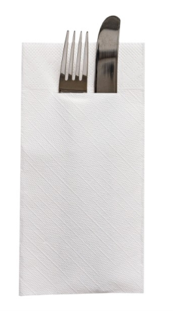 1 + 1 GRATIS - BAX Servetele cu BUZUNAR pentru tacamuri Tissue Deluxe Light - Albe / 40 x 40 cm / 750 buc