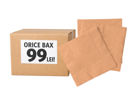 Orice bax - 99 lei  / Servetele festive - Bax Servetele de masa 3 straturi, Tissue - Aprikot (portocaliu) / 24 x 24 cm / 3000 buc