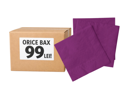 LICHIDARI STOC - ORICE BAX - 99 LEI - Bax Servetele de masa 3 straturi, Tissue - Aubergine (Mov inchis) / 24 x 24 cm / 3000 buc