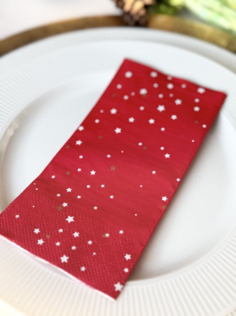 BAX Servetele de masa, 3 straturi, Tissue - Christmas Star (rosu), 33 x 33 cm, pliate 1/8, 1250 buc [2]