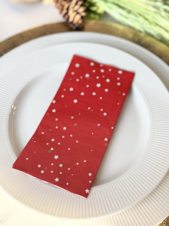 BAX Servetele de masa, 3 straturi, Tissue - Christmas Star (rosu), 33 x 33 cm, pliate 1/8, 1250 buc [5]