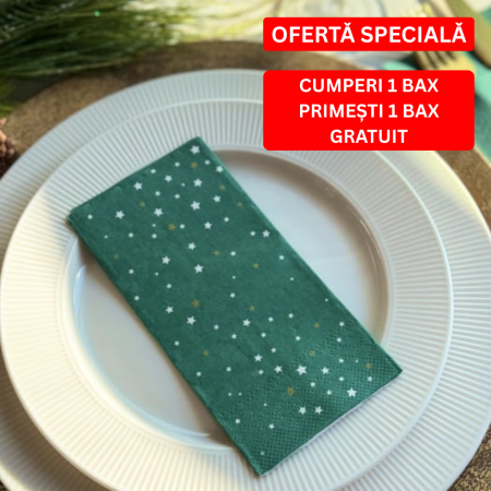 BAX Servetele de masa, 3 straturi, Tissue - Christmas Star (verde), 33 x 33 cm, pliate 1/8, 1250 buc [0]