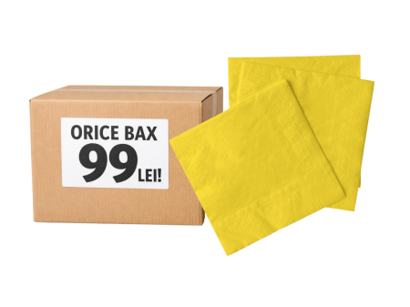 Orice bax - 99 lei  / Servetele festive - Bax Servetele de masa 3 straturi, Tissue - Galbene / 24 x 24 cm / 3000 buc