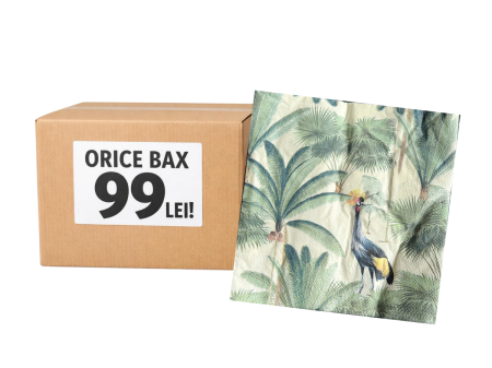 Orice bax - 99 lei  / Servetele festive - Bax Servetele de masa 3 straturi, Tissue - Palmieri si Cocori / 33 x 33 cm / 1200 buc