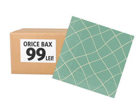 Orice bax - 99 lei  / Servetele festive - Bax Servetele de masa 3 straturi, Tissue Reciclat - Louis Waves (verde eucalipt) / 33 x 33 cm / 1600 buc