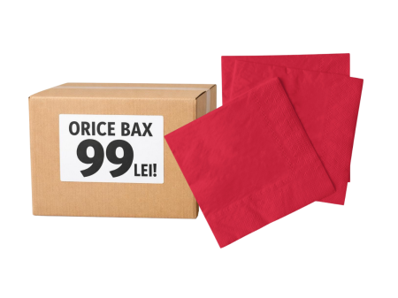 Orice bax - 99 lei  / Servetele festive - Bax Servetele de masa 3 straturi, Tissue - Rosii / 24 x 24 cm / 3000 buc