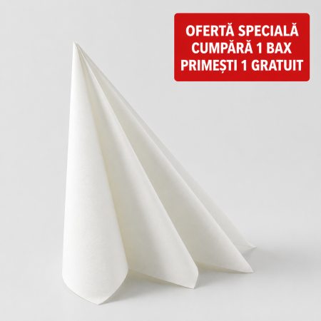 1 + 1 GRATIS - BAX Servetele de masa festive Linclass-Light - White (albe) / 40 x 40 cm / 1050 buc