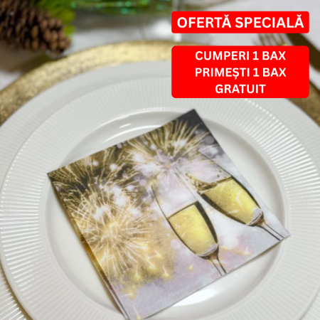 1 + 1 GRATIS - BAX Servetele de masa festive, Softpoint - Cheers / 24 x 24 cm / 3000 buc