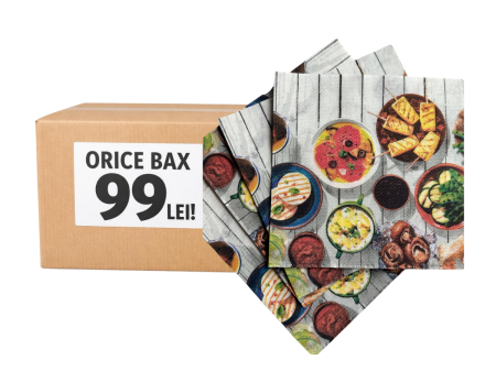 Orice bax - 99 lei  / Servetele festive - Bax Servetele de masa 2 straturi SoftPoint pliate 1/4 - Vegan Party / 40x40 cm / 1000 buc (1227975)
