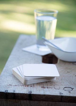Coastere/suporturi din carton pentru pahare, halbe sau cesti / albe / 9,3 x 9,3 cm / 100 buc [3]
