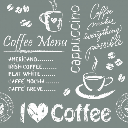CAPACE, COASTERE & BAVETE - Coastere/suporturi din hartie Tissue pentru cesti / Coffee Time - antracit / 9 x 9 cm / 250 buc